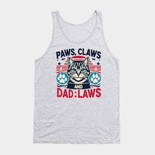 cat dad fathers day gift Funny Cat Dad Paws, Claws, Dad Laws Cat Lover Tank Top